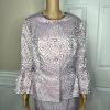 ASHRO Polyester Skirt Suit 16W  Light Purple Ruffle Bell Sleeve Collarless 2PC