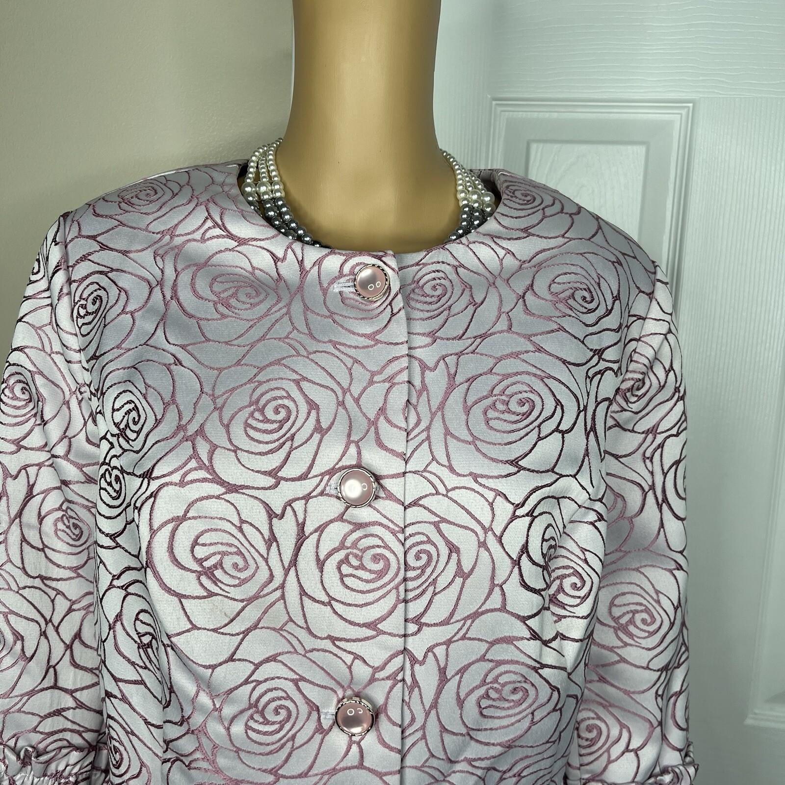 ASHRO Polyester Skirt Suit 16W  Light Purple Ruffle Bell Sleeve Collarless 2PC