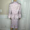 ASHRO Polyester Skirt Suit 16W  Light Purple Ruffle Bell Sleeve Collarless 2PC