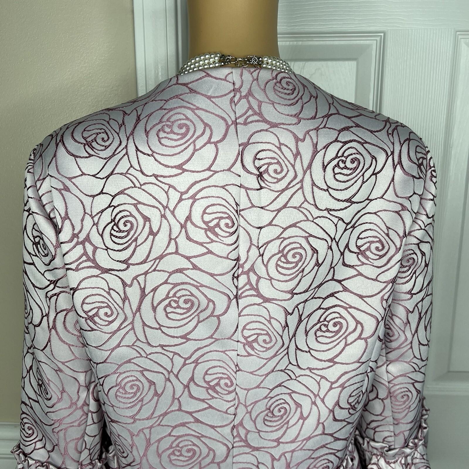 ASHRO Polyester Skirt Suit 16W  Light Purple Ruffle Bell Sleeve Collarless 2PC