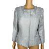 Tahari ASL Polyester Blazer Size 10 Silver Floral Beaded Cocktail 3/4 Sleeve