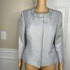 Tahari ASL Polyester Blazer Size 10 Silver Floral Beaded Cocktail 3/4 Sleeve