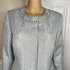 Tahari ASL Polyester Blazer Size 10 Silver Floral Beaded Cocktail 3/4 Sleeve