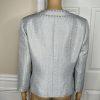 Tahari ASL Polyester Blazer Size 10 Silver Floral Beaded Cocktail 3/4 Sleeve