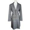 LARRY LEVINE 2PC Gray Striped Polyester Blend Stretch Pleated Skirt Suit Size 8