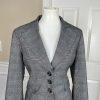 LARRY LEVINE 2PC Gray Striped Polyester Blend Stretch Pleated Skirt Suit Size 8