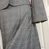 LARRY LEVINE 2PC Gray Striped Polyester Blend Stretch Pleated Skirt Suit Size 8