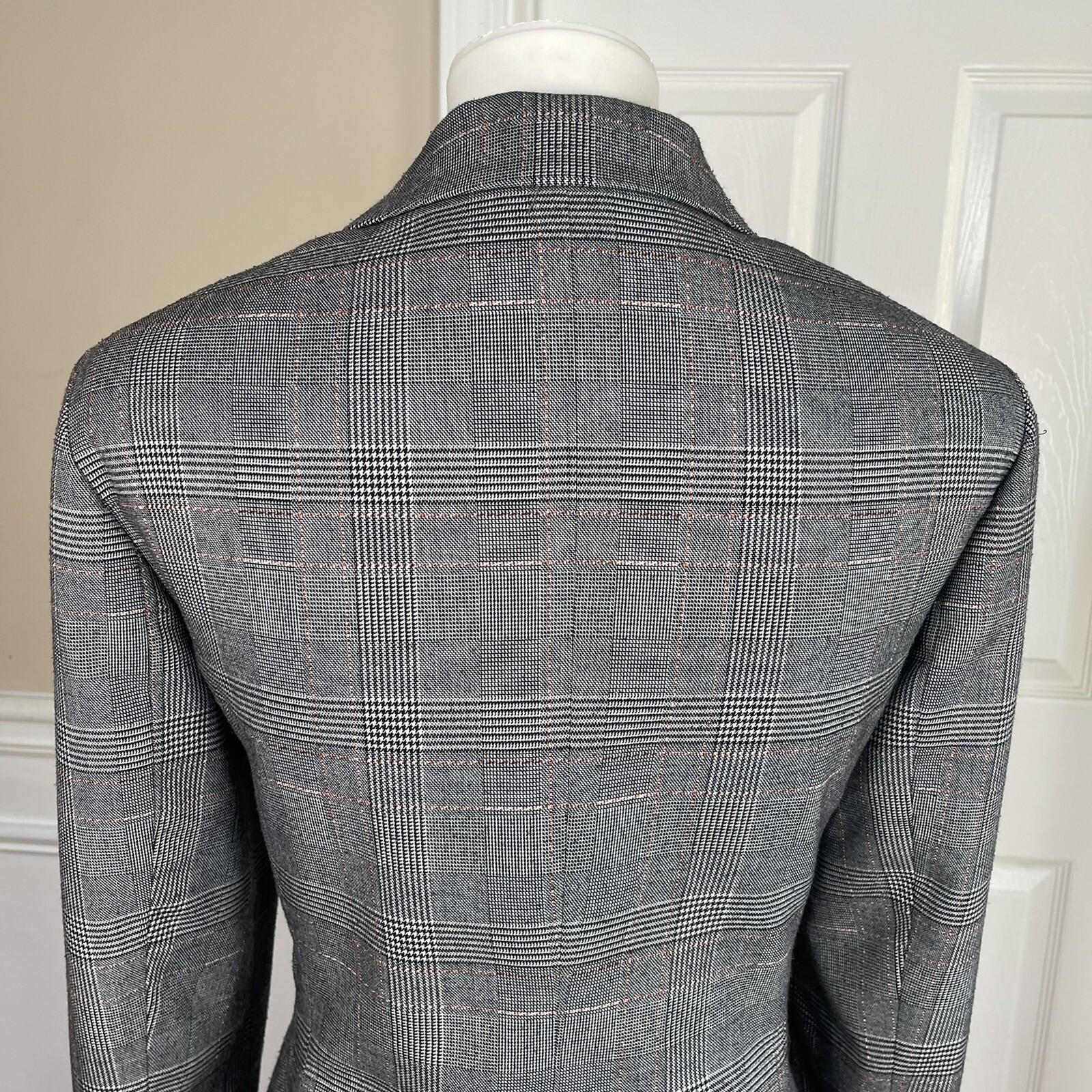 LARRY LEVINE 2PC Gray Striped Polyester Blend Stretch Pleated Skirt Suit Size 8