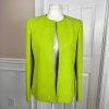 10-6850.jpg KASPER Women Lemon Green Open Front Polyester Lined Blazer Size 4