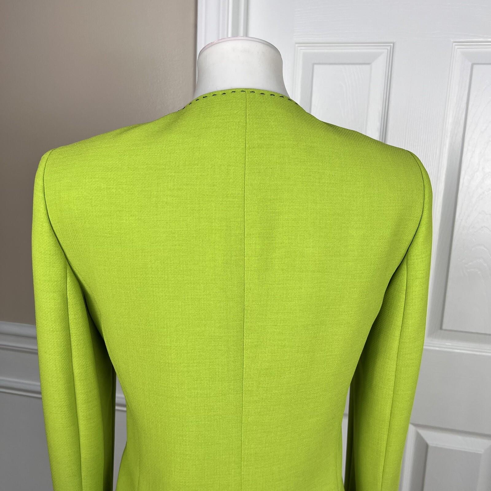 10-6853.jpg KASPER Women Lemon Green Open Front Polyester Lined Blazer Size 4
