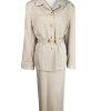 COLLECTIONS For LE SUIT 2PC Beige Polyester Belted Skirt (SZ 14) Suit (SZ 18)