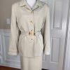 COLLECTIONS For LE SUIT 2PC Beige Polyester Belted Skirt (SZ 14) Suit (SZ 18)