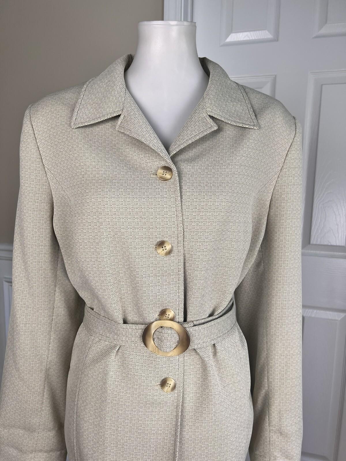 COLLECTIONS For LE SUIT 2PC Beige Polyester Belted Skirt (SZ 14) Suit (SZ 18)
