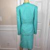 Liz Claiborne Women Polyester Skirt Suit Scarf Size 18 Green Collarless 3PC