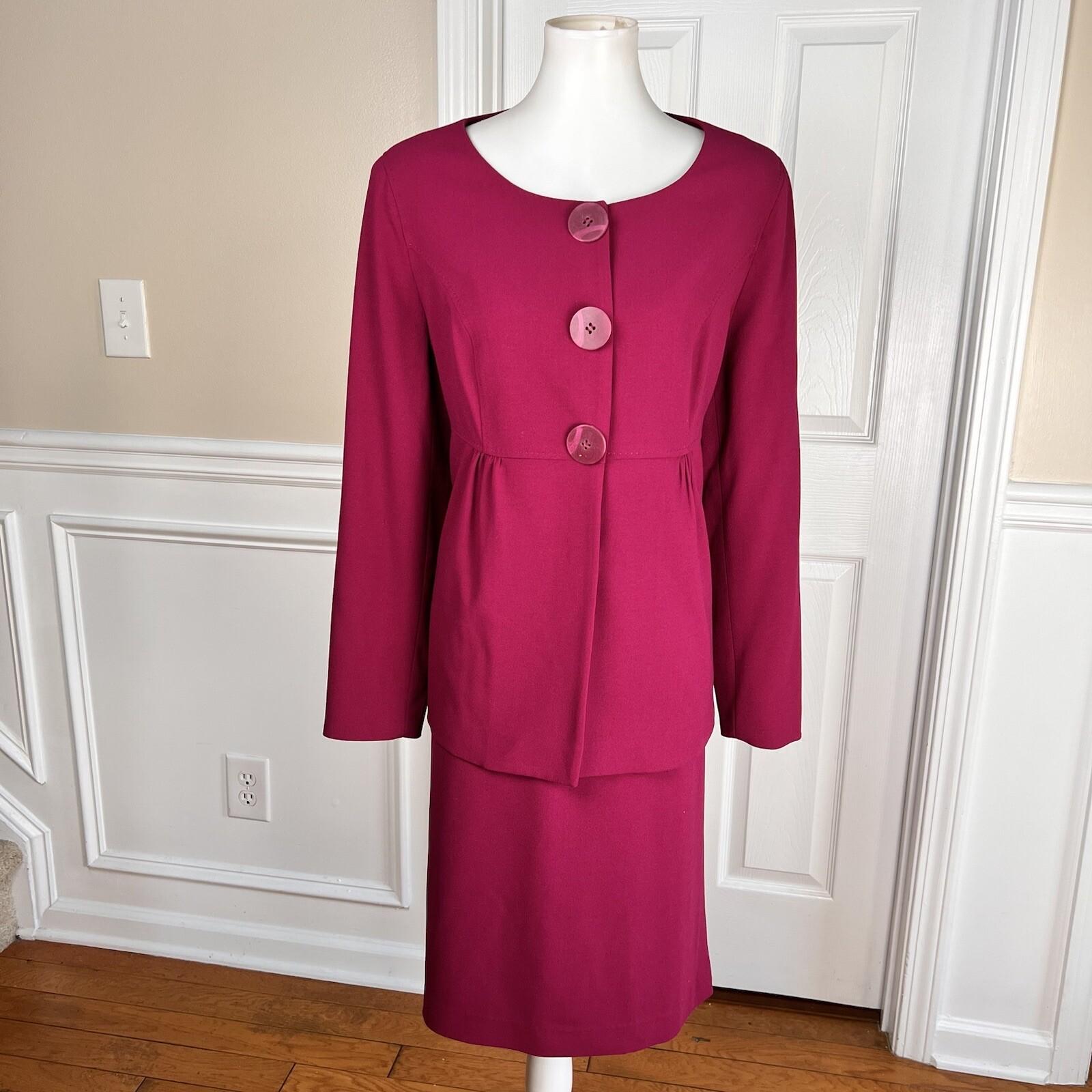 MONROE AND MAIN Women 2PC Burgundy Spandex Rayon Polyester Skirt Suit Size 16