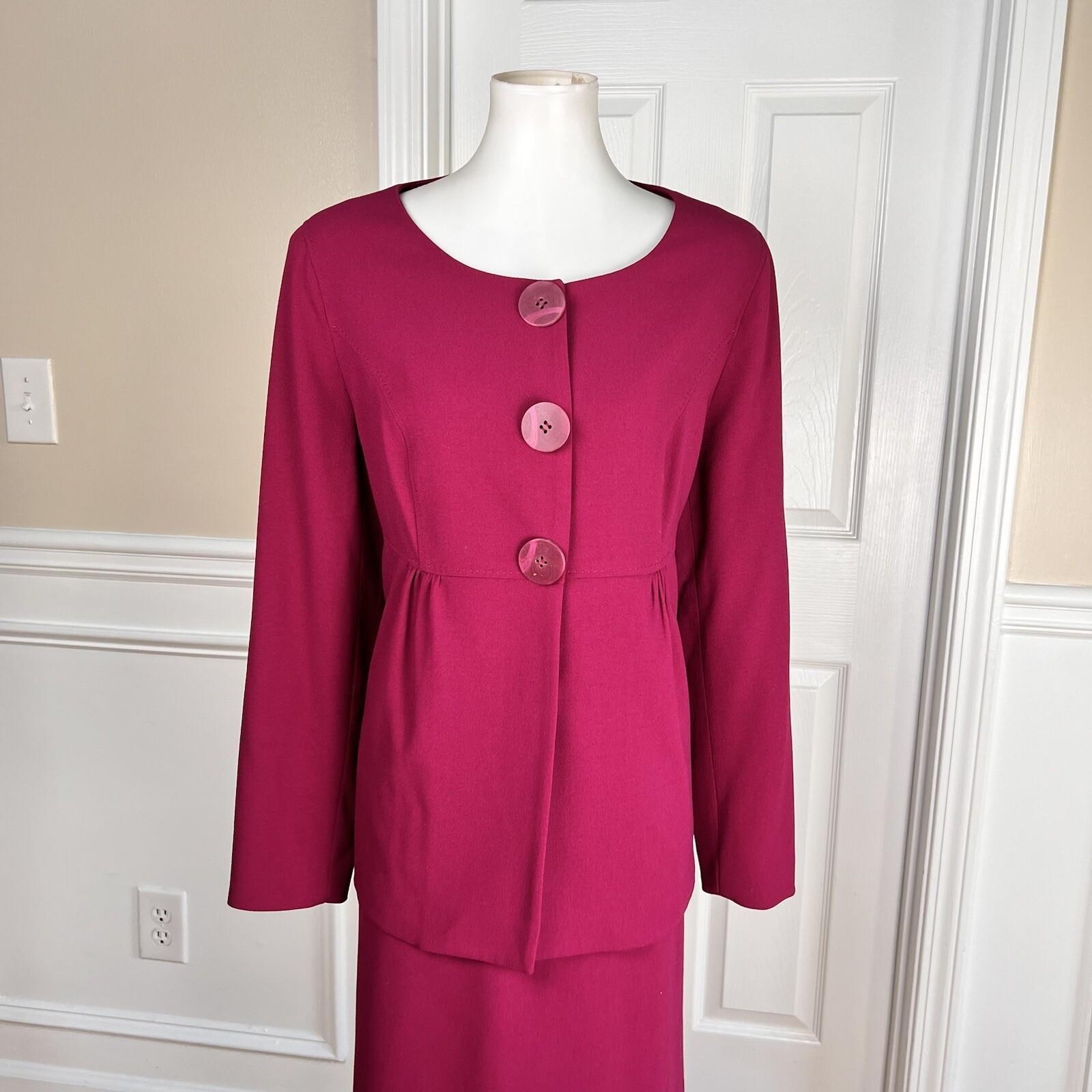 MONROE AND MAIN Women 2PC Burgundy Spandex Rayon Polyester Skirt Suit Size 16