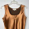Cache Vintage Silk Tank Top Size S Shiny Copper Scoop Neck Y2K
