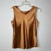 Cache Vintage Silk Tank Top Size S Shiny Copper Scoop Neck Y2K