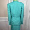 Liz Claiborne Women Polyester Skirt Suit Scarf Size 18 Green Collarless 3PC
