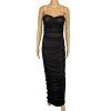 Miss Circle Semi Sheer Maxi Gown XL Black Stretch Spaghetti Straps Flattering