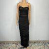 Miss Circle Semi Sheer Maxi Gown XL Black Stretch Spaghetti Straps Flattering
