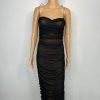 Miss Circle Semi Sheer Maxi Gown XL Black Stretch Spaghetti Straps Flattering