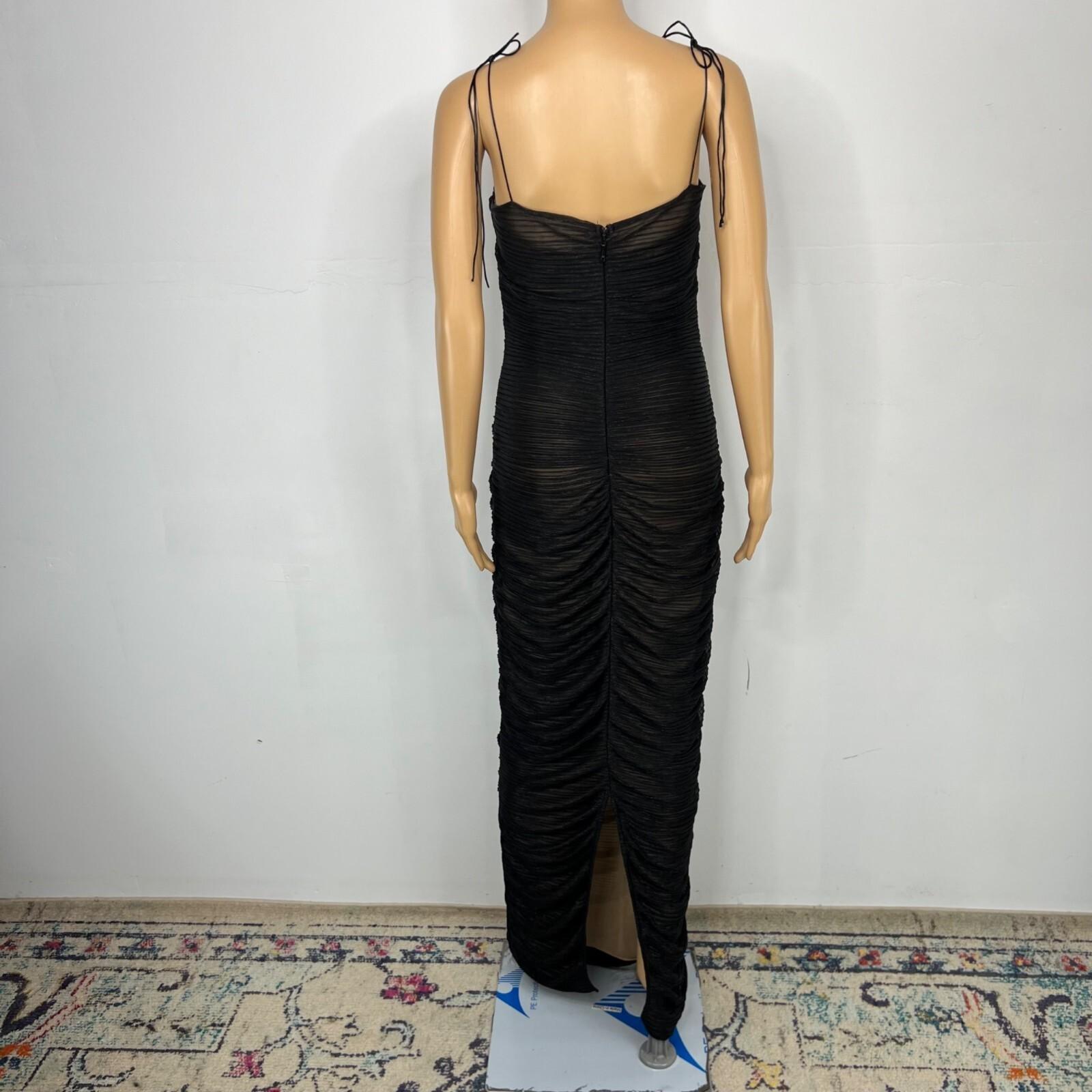 Miss Circle Semi Sheer Maxi Gown XL Black Stretch Spaghetti Straps Flattering