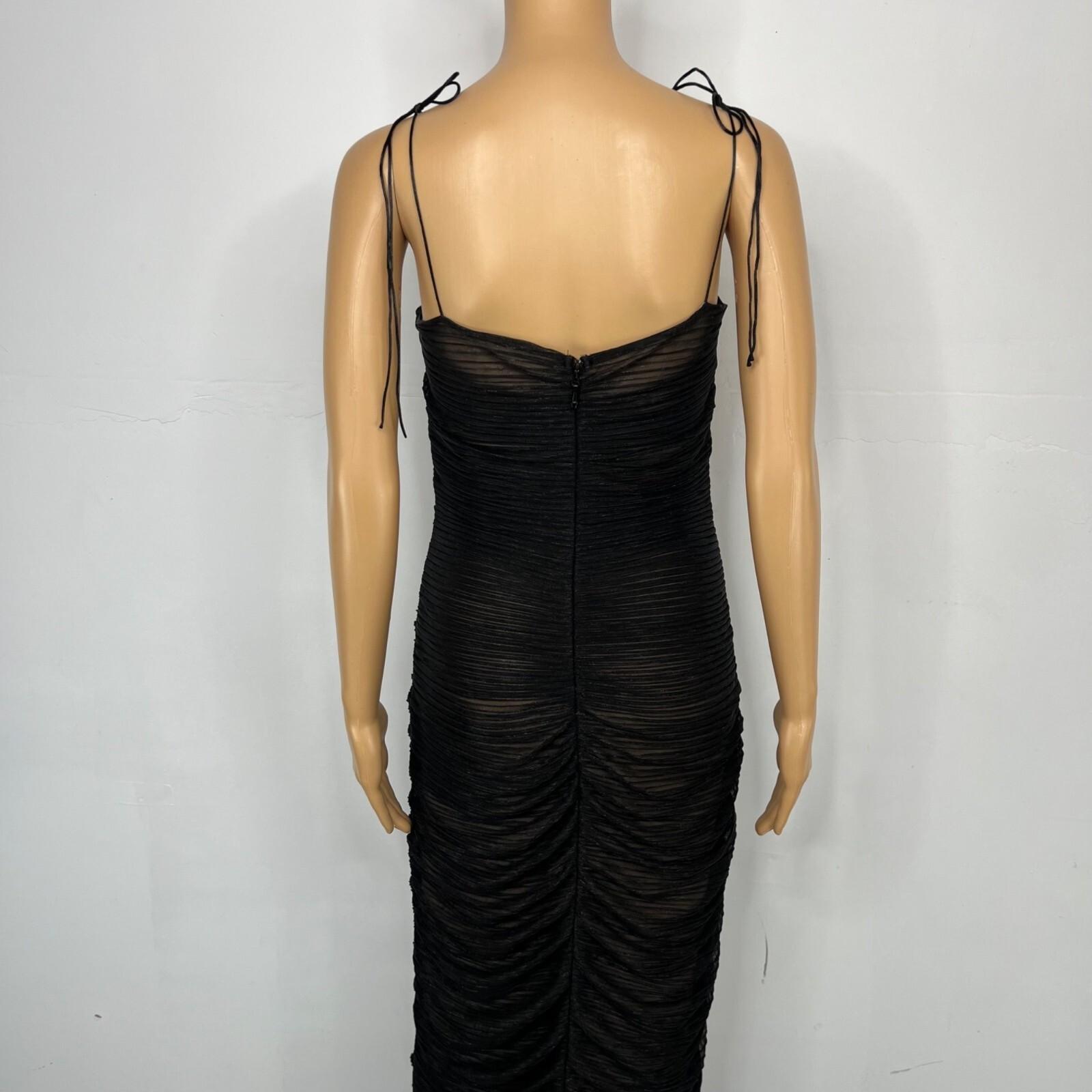 Miss Circle Semi Sheer Maxi Gown XL Black Stretch Spaghetti Straps Flattering