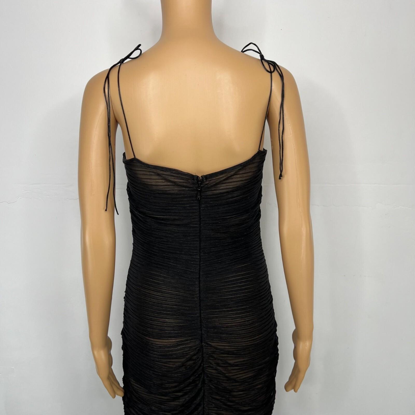 Miss Circle Semi Sheer Maxi Gown XL Black Stretch Spaghetti Straps Flattering