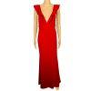 Lulus Maxi Stretch Gown Dress M Red V Neck Futtering Sleeves Romantic Mermaid He