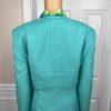 Liz Claiborne Women Polyester Skirt Suit Scarf Size 18 Green Collarless 3PC