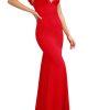 Lulus Maxi Stretch Gown Dress M Red V Neck Futtering Sleeves Romantic Mermaid He