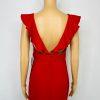 Lulus Maxi Stretch Gown Dress M Red V Neck Futtering Sleeves Romantic Mermaid He