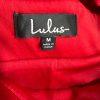 Lulus Maxi Stretch Gown Dress M Red V Neck Futtering Sleeves Romantic Mermaid He