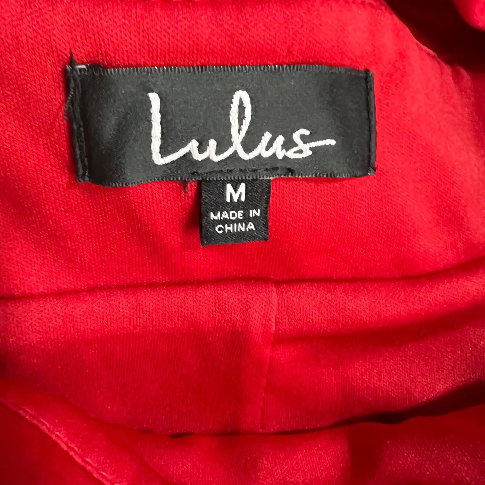 Lulus Maxi Stretch Gown Dress M Red V Neck Futtering Sleeves Romantic Mermaid He