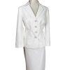 EMILY Polyester Skirt Suit Size 8 White Lined Notch Collar Twill  Cocktail 2PC