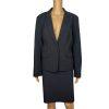 LIZ CLAIBORNE 2PC Charcoal Rayon Stretch Belted Skirt (Size 14) Suit (Size 16P)