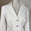 EMILY Polyester Skirt Suit Size 8 White Lined Notch Collar Twill  Cocktail 2PC