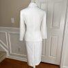 EMILY Polyester Skirt Suit Size 8 White Lined Notch Collar Twill  Cocktail 2PC