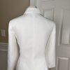 EMILY Polyester Skirt Suit Size 8 White Lined Notch Collar Twill  Cocktail 2PC