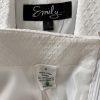 EMILY Polyester Skirt Suit Size 8 White Lined Notch Collar Twill  Cocktail 2PC