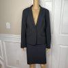 LIZ CLAIBORNE 2PC Charcoal Rayon Stretch Belted Skirt (Size 14) Suit (Size 16P)