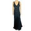 Calvin Klein Polyester Evening Gown Size M Black Sleeveless Ruffle Maxi V Neck