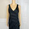 Calvin Klein Polyester Evening Gown Size M Black Sleeveless Ruffle Maxi V Neck