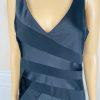Calvin Klein Polyester Evening Gown Size M Black Sleeveless Ruffle Maxi V Neck