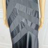 Calvin Klein Polyester Evening Gown Size M Black Sleeveless Ruffle Maxi V Neck