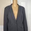 LIZ CLAIBORNE 2PC Charcoal Rayon Stretch Belted Skirt (Size 14) Suit (Size 16P)