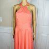 Celebrate DB Studio Mesh Gown Size 8 Salmon Halter Evening Dress Maxi