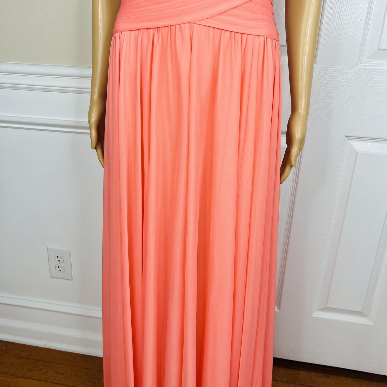 Celebrate DB Studio Mesh Gown Size 8 Salmon Halter Evening Dress Maxi