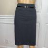 LIZ CLAIBORNE 2PC Charcoal Rayon Stretch Belted Skirt (Size 14) Suit (Size 16P)